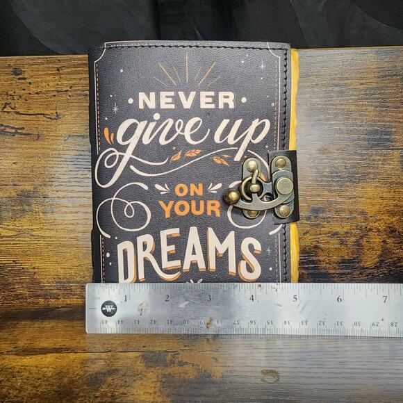 Vintage Style Leather Journal Never Give Up on Your Dream Notebook 5 x7 - Picture 7 of 7